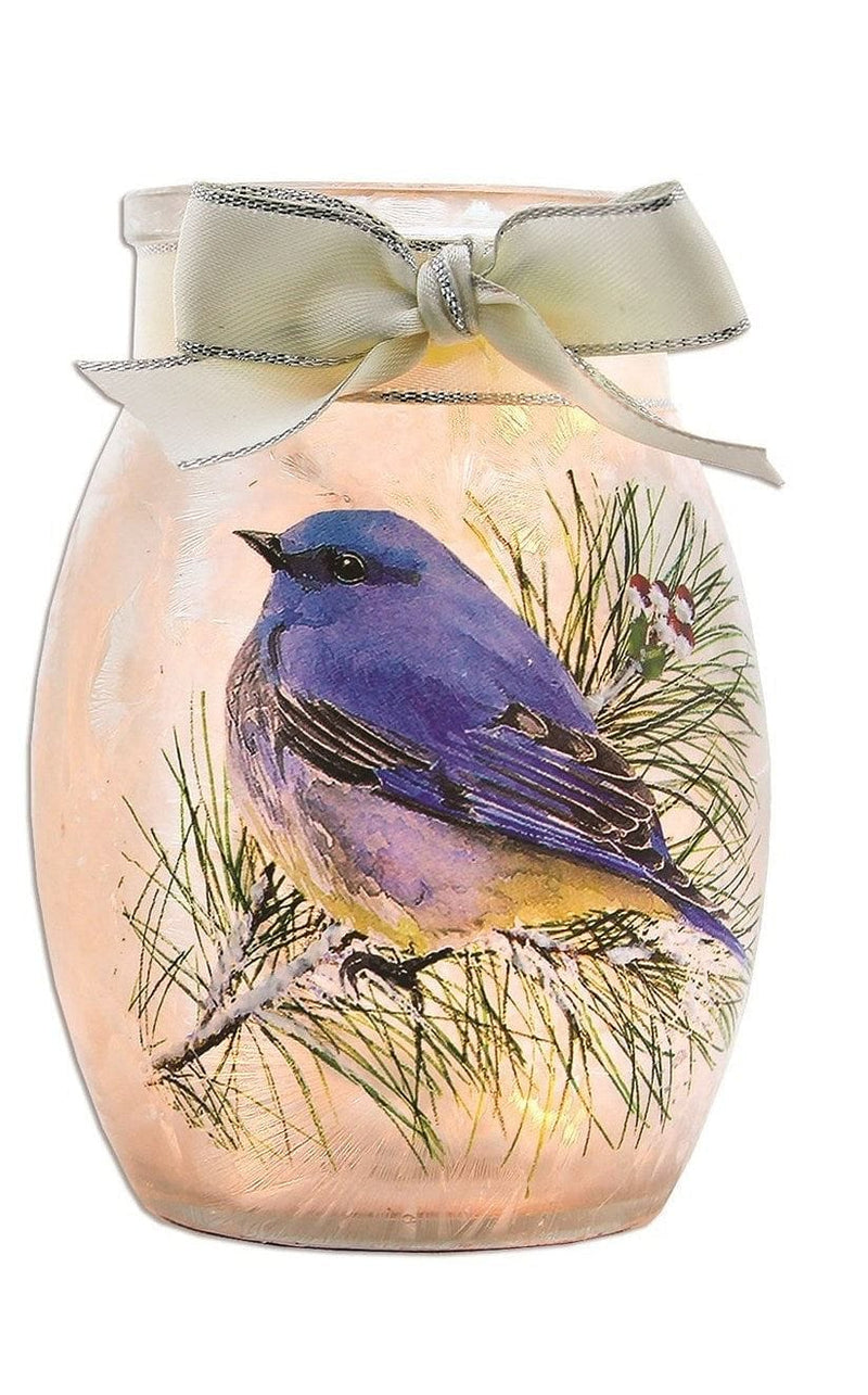 Lighted Glass Jar - Winter Bluebird - - Shelburne Country Store