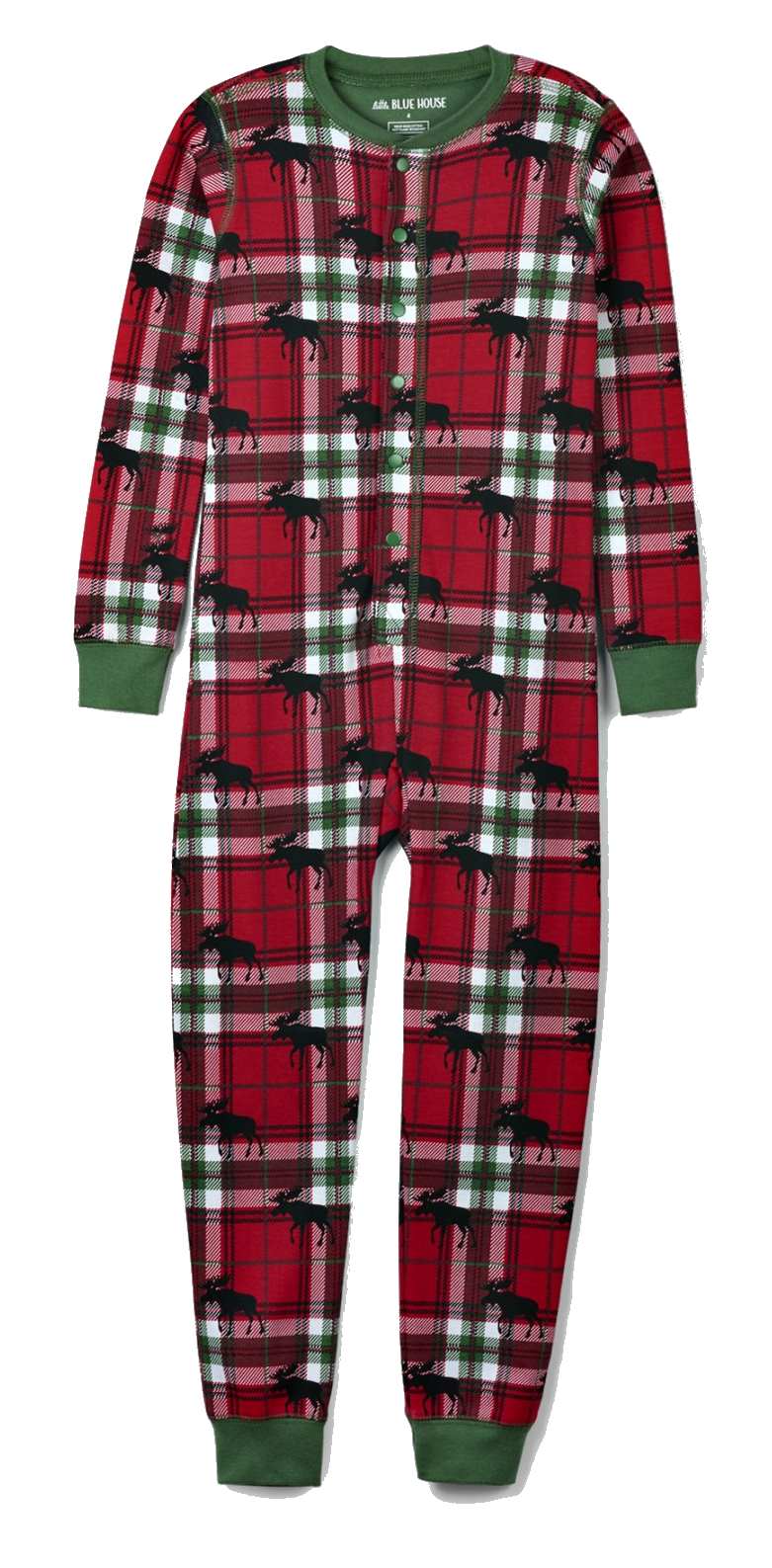 Kids Union Suit - Holiday Moose on Plaid - - Shelburne Country Store
