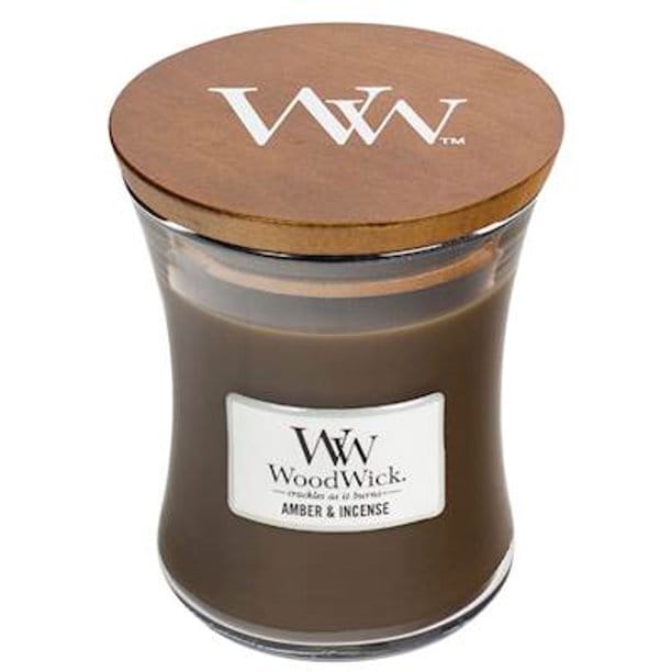 Woodwick Crackling  Medium Candle ‑ Amber and Incense  Scented Jar Candle - Shelburne Country Store