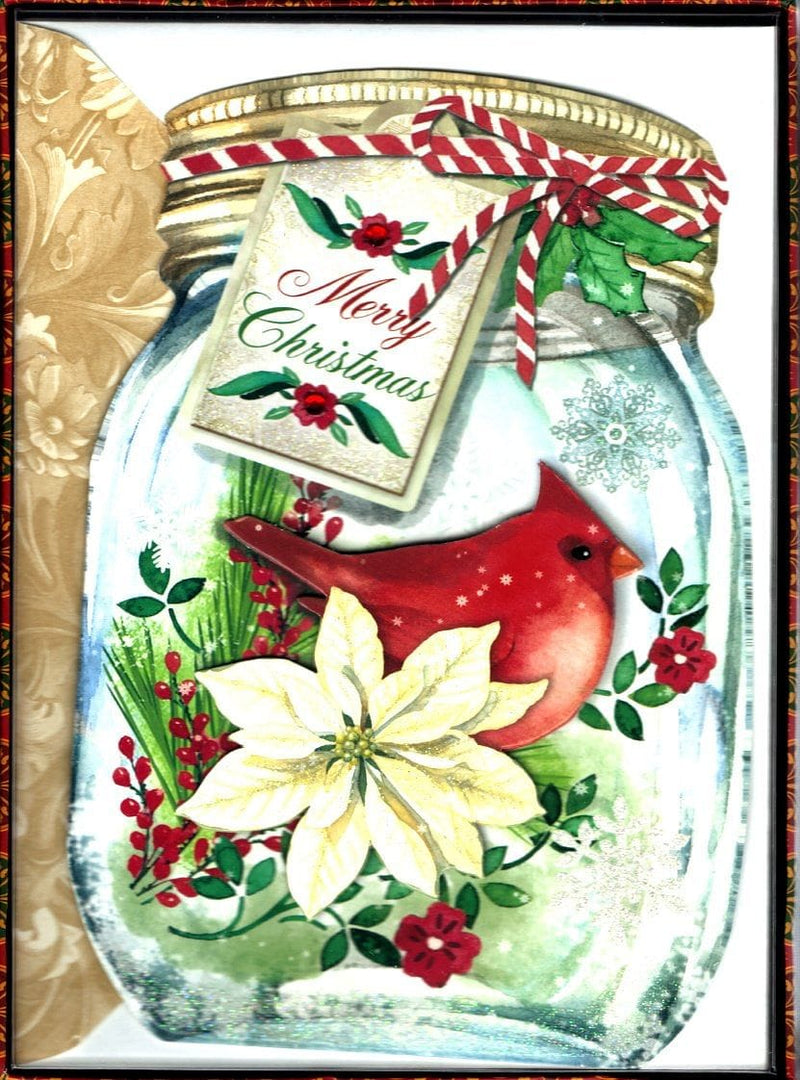 Punch Studio Cardinal And Jar Dimensional Holiday Boxed Cards - Shelburne Country Store