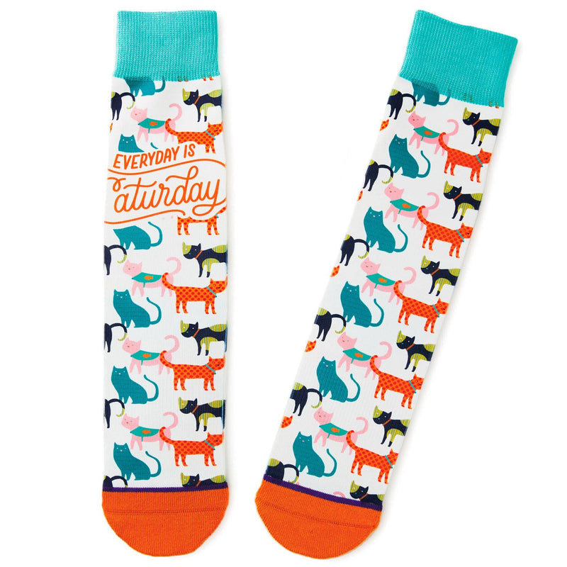 Everyday Is Caturday Funny Crew Socks - Shelburne Country Store