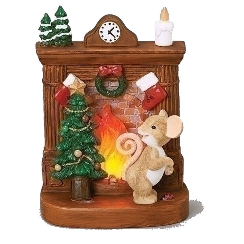 Lighted Fireplace Mouse Scene - Shelburne Country Store