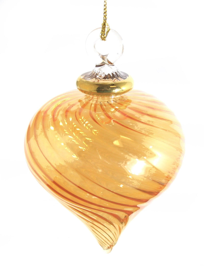 Spiral Teardrop with Gold Accent Ornament -  Yellow - Shelburne Country Store