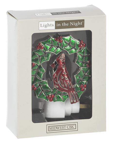 Holiday Wreath with Cardinal Night Light - Shelburne Country Store