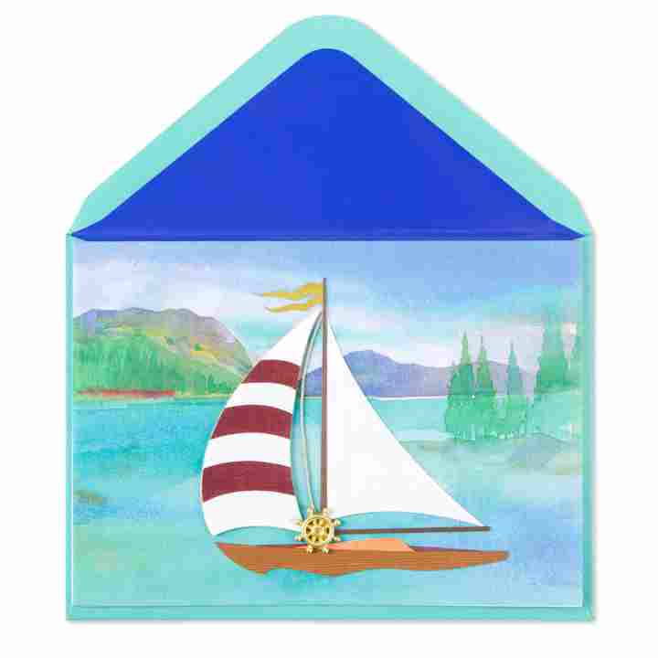 Sailboat And Lake Blank Card - Shelburne Country Store