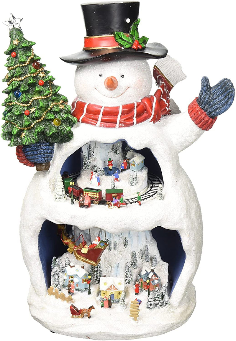 12 Inch Musical Snowman with Snow Scene - Shelburne Country Store