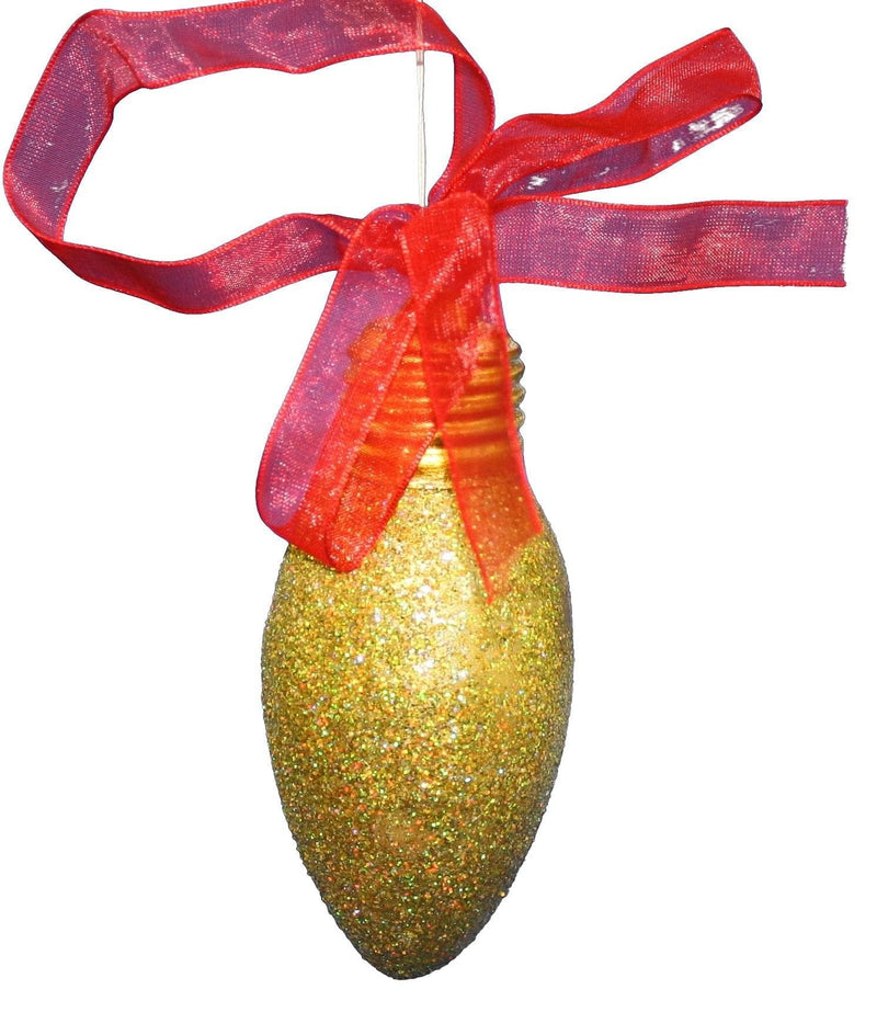 4.5 Inch  Resin Glitter Bulb O - Yellow - Shelburne Country Store