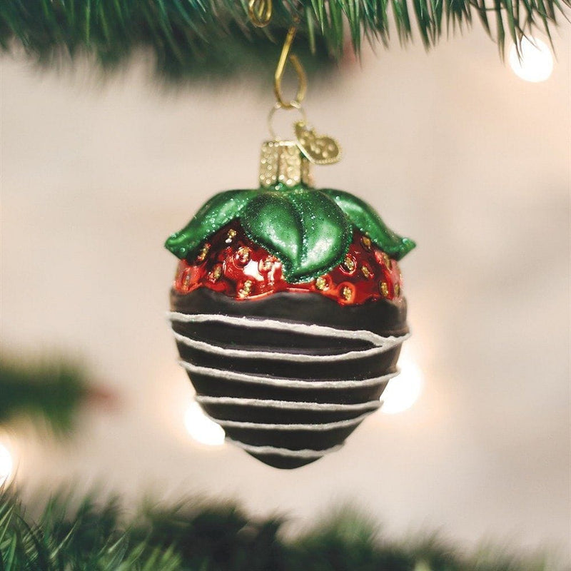Chocolate Dipped Strawberry Glass  Ornament - Shelburne Country Store