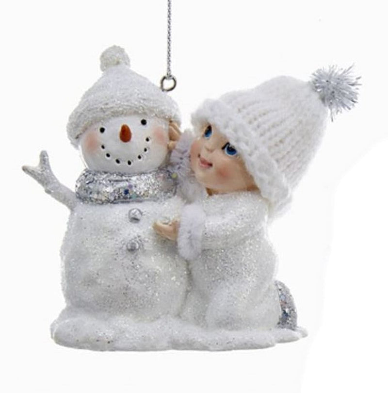 Kurt Adler Polyresin Snowkids Hugging Ornament (Snowman) - Shelburne Country Store