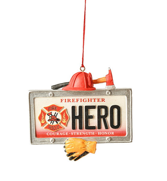 Hero License Plate Ornament - Firefighter - Shelburne Country Store