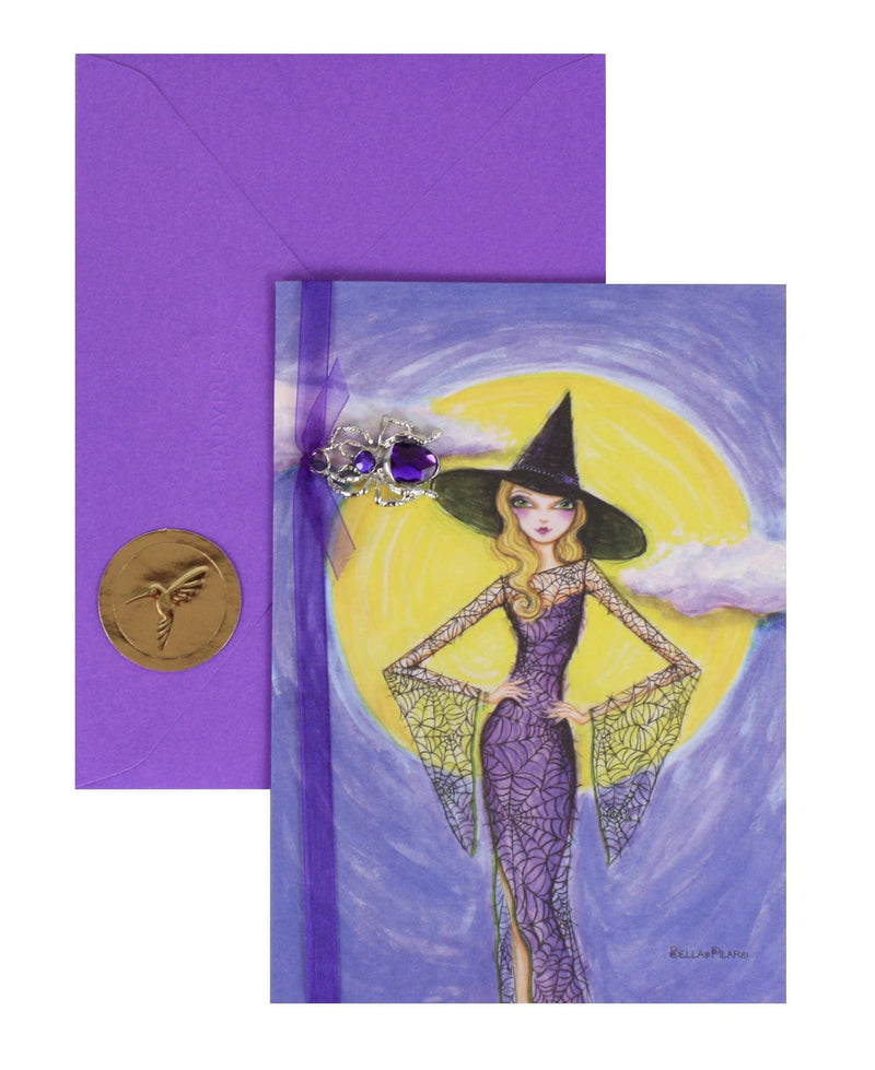 Witch with Spider Charm Halloween Card - Shelburne Country Store