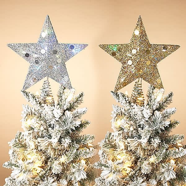 11" Star Tree Topper - Color Changing LED Lights -  Silver - Shelburne Country Store