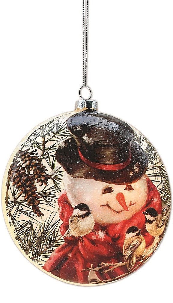 Round Glass 'Lightable' Glass Victorian Snowman Ornament -  Style C - Shelburne Country Store