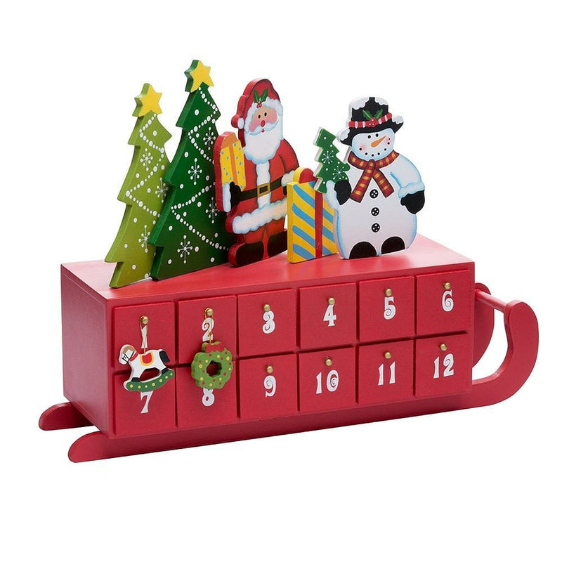 14 inch Wooden Sleigh Shaped Advent Calendar - Shelburne Country Store