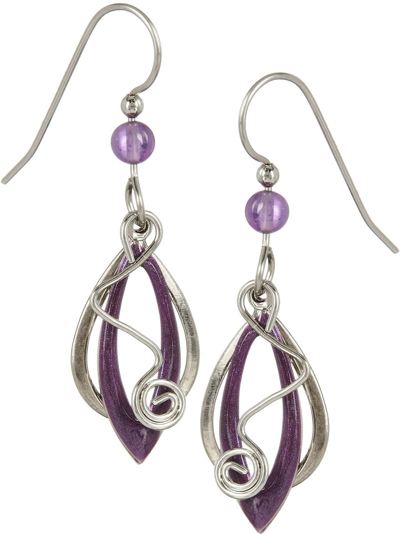 Purple And Silver - Tone Zigzag Earrings - Shelburne Country Store