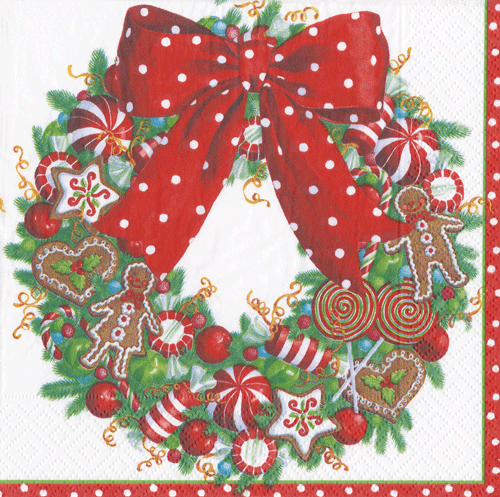 Caspari Candy Wreath Paper Goods - Cocktail Napkin - Shelburne Country Store