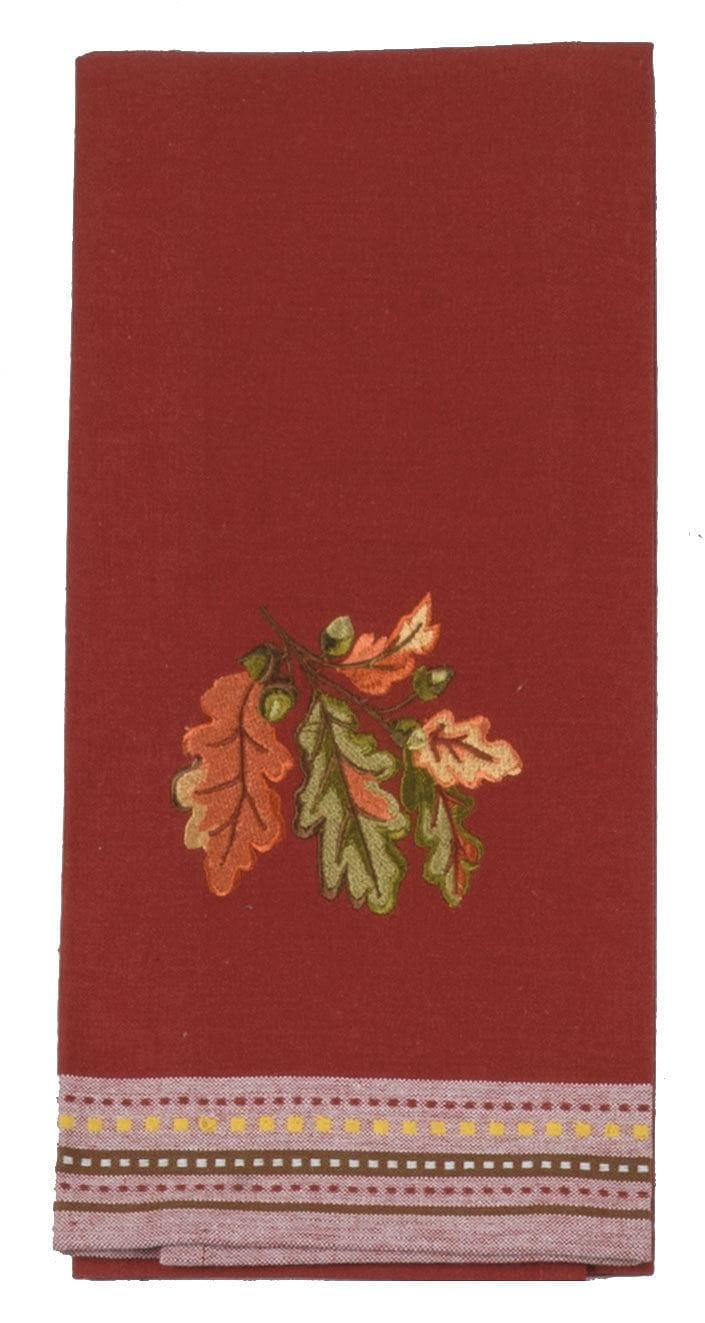Harvest Leaves Embroidered Tea Towel - Shelburne Country Store