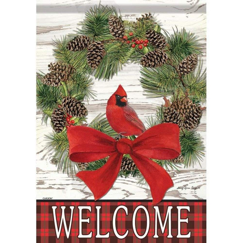 Welcome Cardinal Wreath Flag - Large Flag - Shelburne Country Store