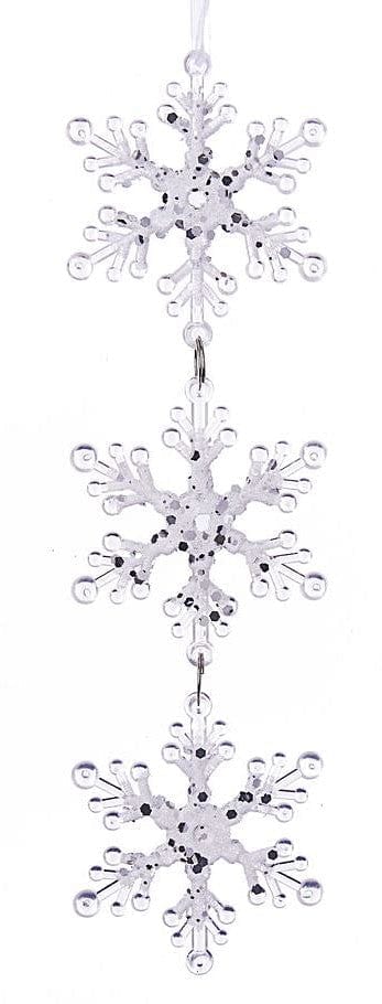 Clear Snowflake Drop Ornaments -  Wide Center - Shelburne Country Store