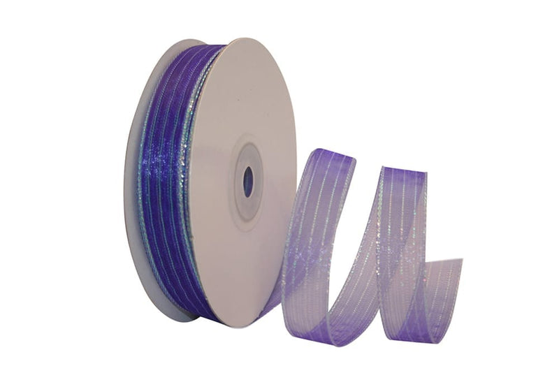 Metallic Organza Stripe Purple Haze Ribbon -  Per Yard - Shelburne Country Store