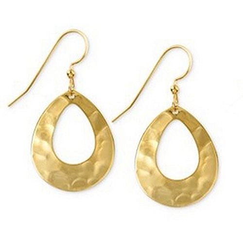 Silver Forest Gold-Tone Open Hammered Teardrop Earrings - Shelburne Country Store