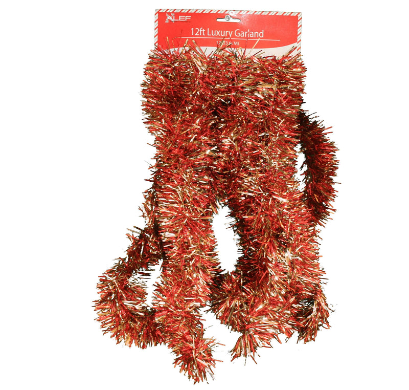 12 foot 5 Ply Deluxe Tinsel Garland - Red/Gold - Shelburne Country Store