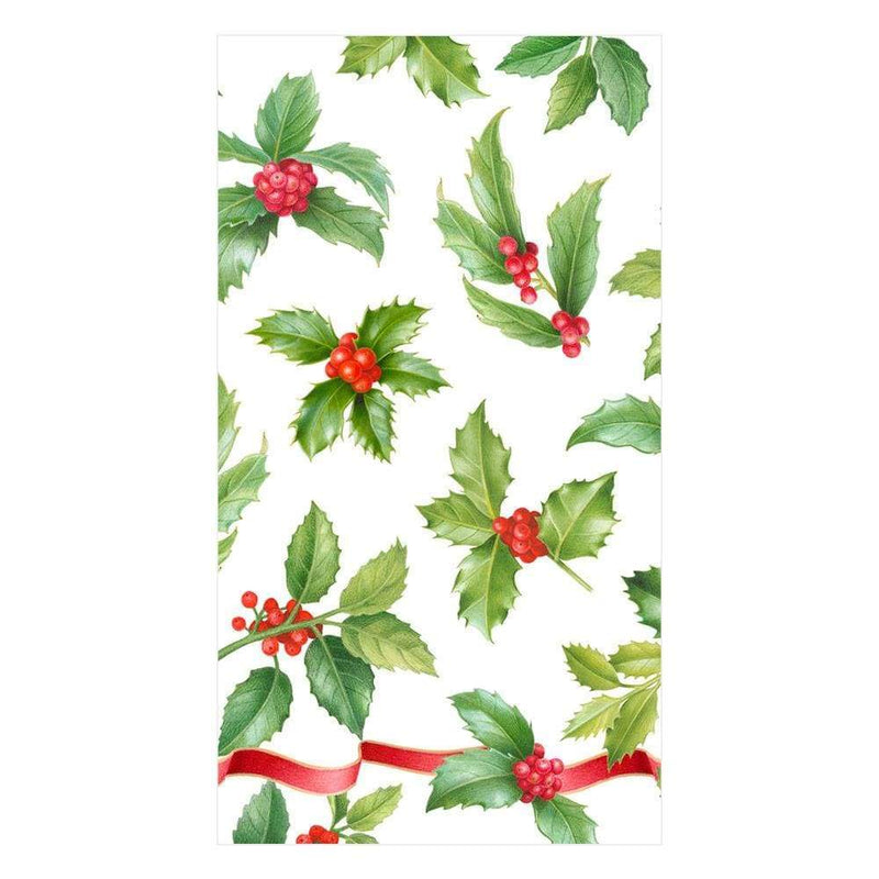 Caspari - Holly Toss Ivory - Paper Goods - Guest Towel - Shelburne Country Store