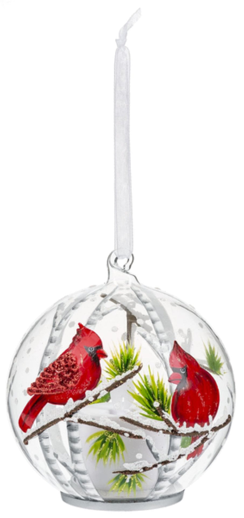 Cardinal Ornament with Flickering Flame LED -  Berry Branches - Shelburne Country Store