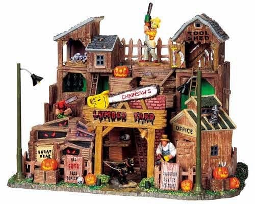 Lemax Spooky Town Chainsaw's Lumber Yard with Adaptor - Shelburne Country Store
