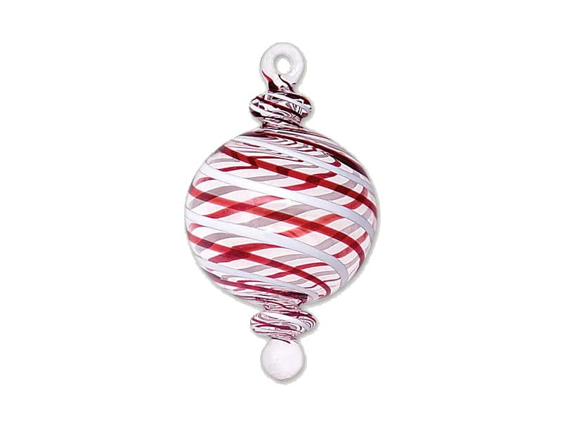 Peppermint Striped Ball Glass Ornament - Shelburne Country Store