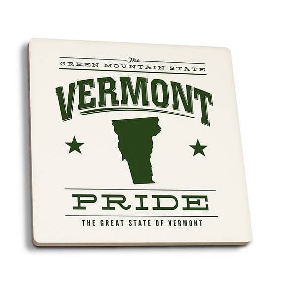 Vermont State Pride Green on White Coaster - Shelburne Country Store