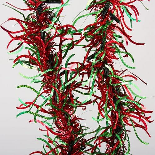 6 Foot Wave Tinsel Garland - Red/Green - Shelburne Country Store