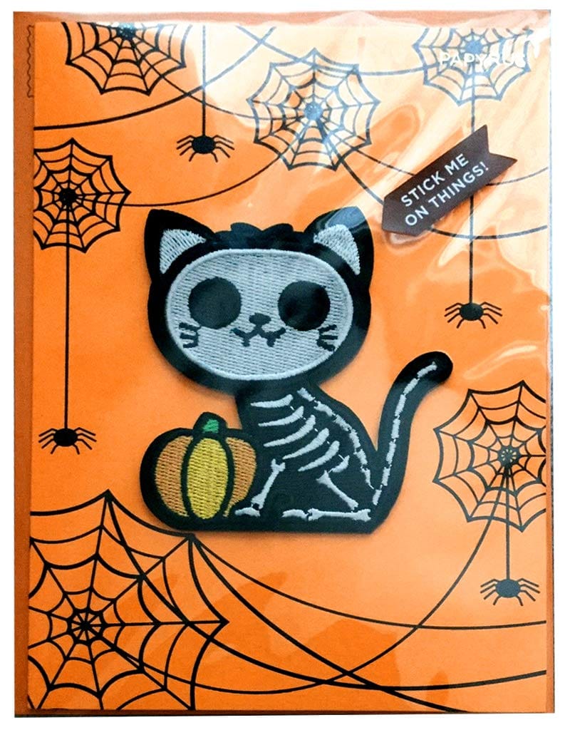Cat Skeleton Patch Halloween Card - Shelburne Country Store