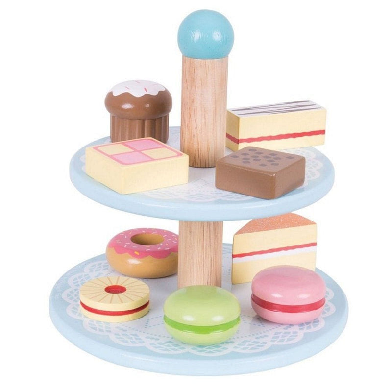 Wooden Cake Stand With 9 Wooden Cakes - Shelburne Country Store