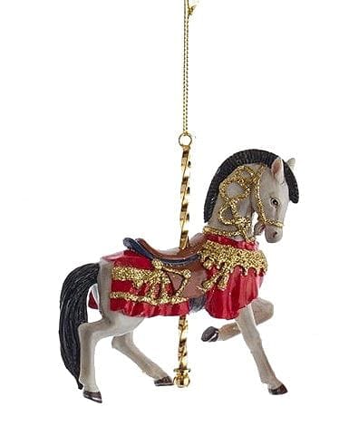 Resin Carousel Ornament - White Horse - Shelburne Country Store
