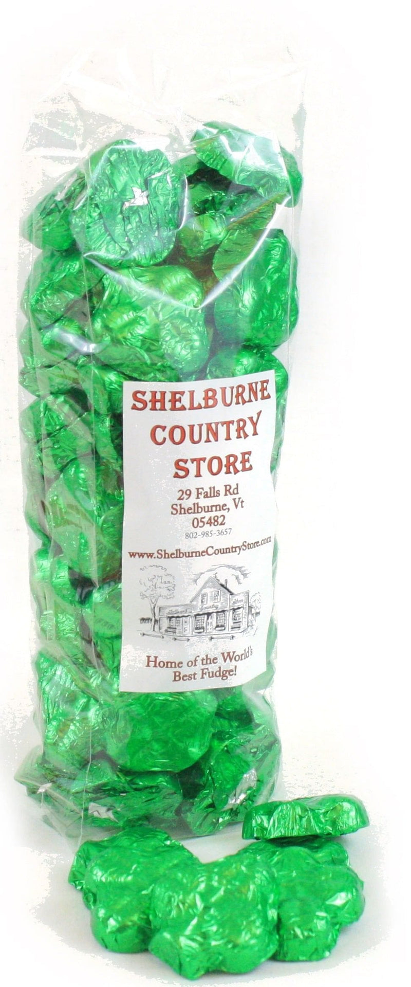 Chocolate Foil Shamrocks - Milk - 1 Pound - Shelburne Country Store
