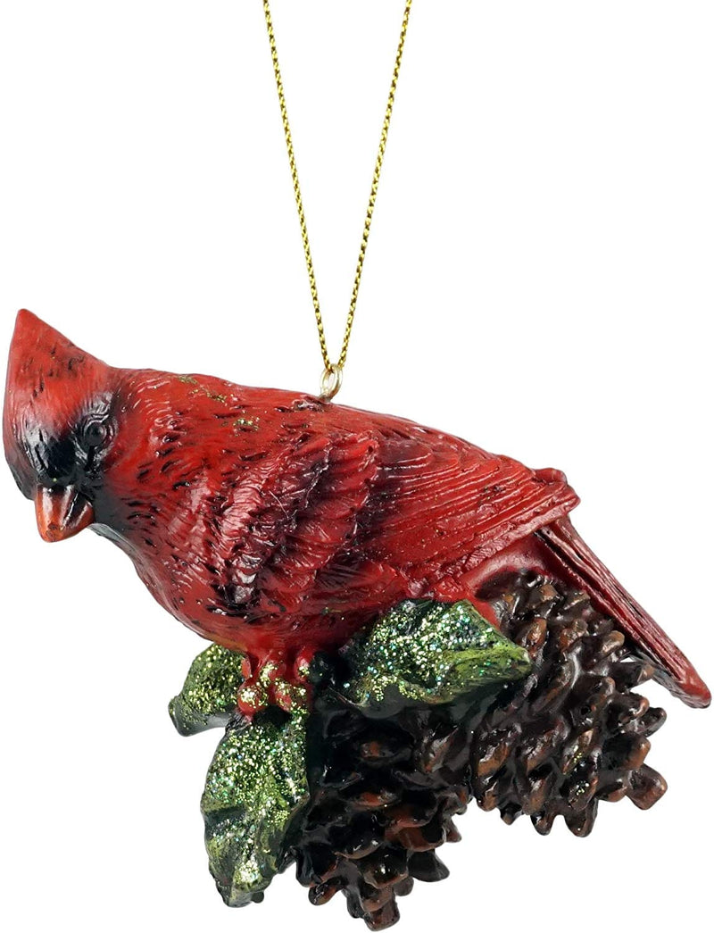 Red Cardinal Pinecone Hanging Christmas Ornament - Various Poses - Shelburne Country Store
