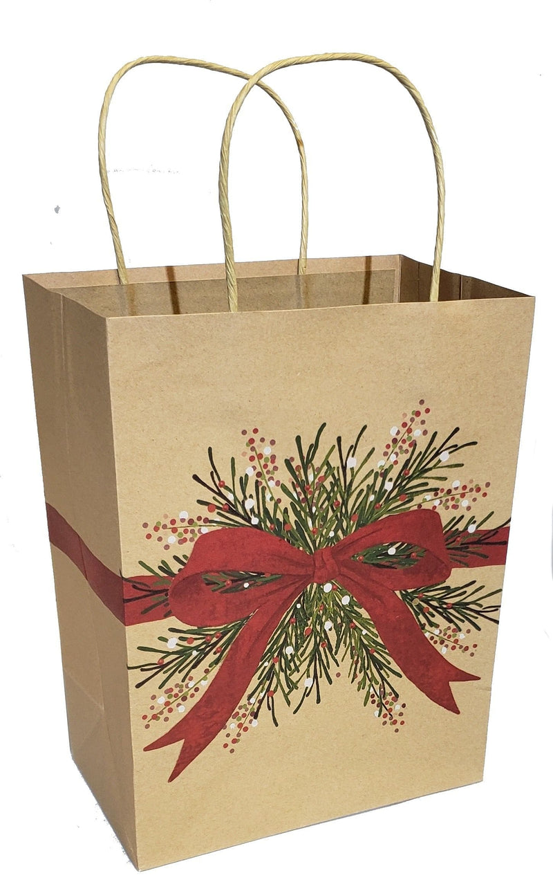 Medium Kraft Gift Bag - Red Bow Pine - Shelburne Country Store