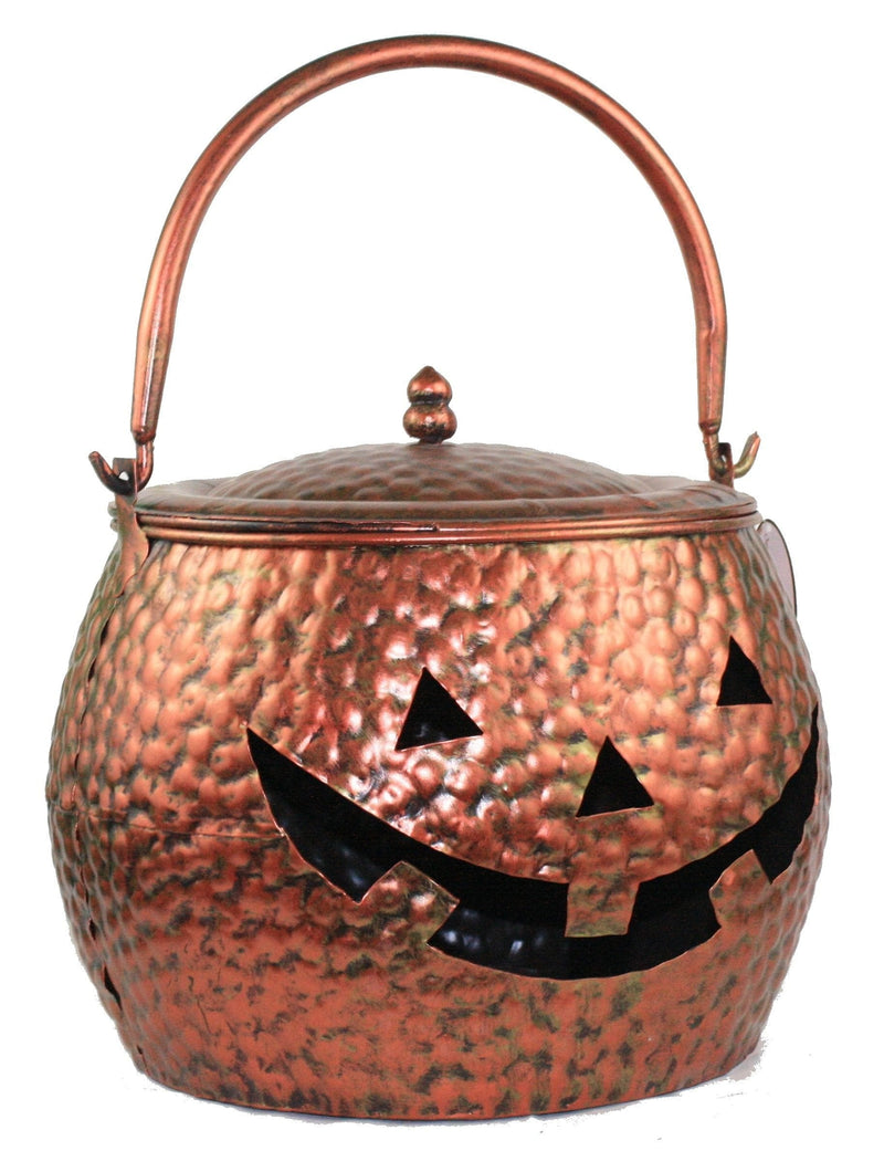 Copper Look Metal Jack-O-Lantern Cauldron - - Shelburne Country Store
