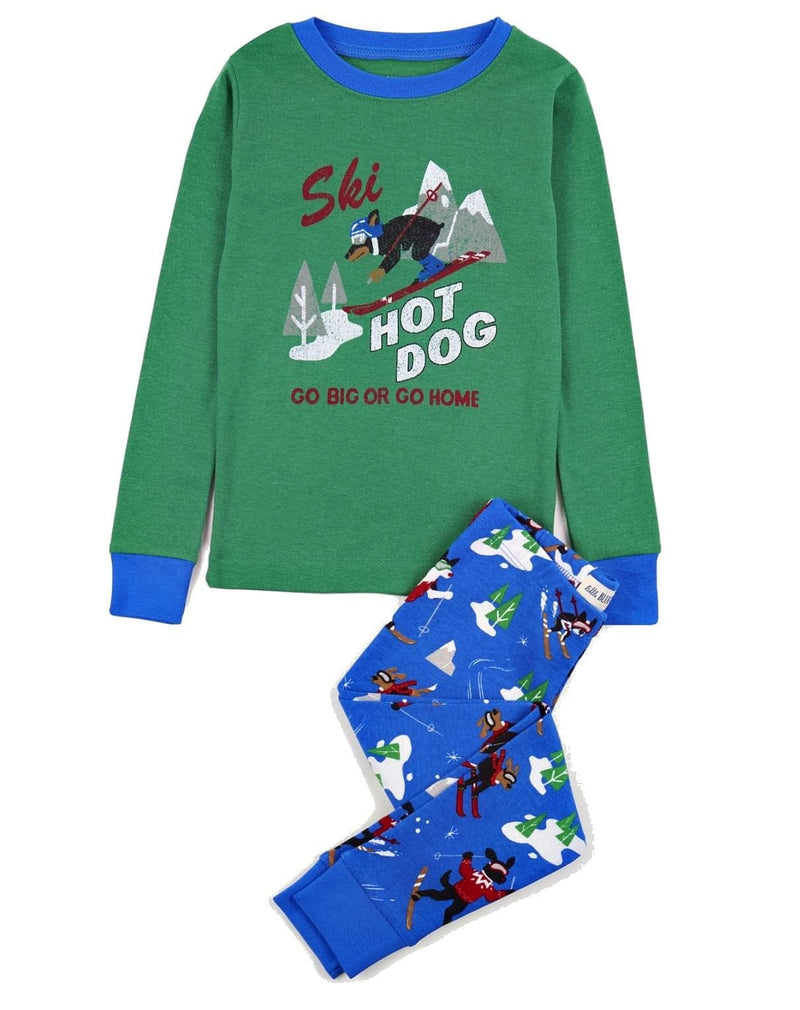 Kids Ski Hot Dog Kids Applique Pajama Set - - Shelburne Country Store