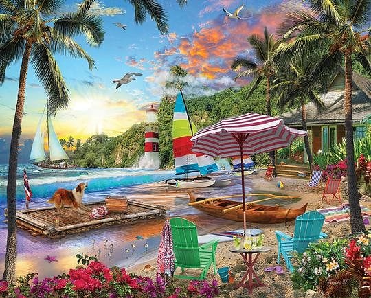 White Mountain Puzzles Beach Holiday  - 550 Piece Jigsaw Puzzle - Shelburne Country Store