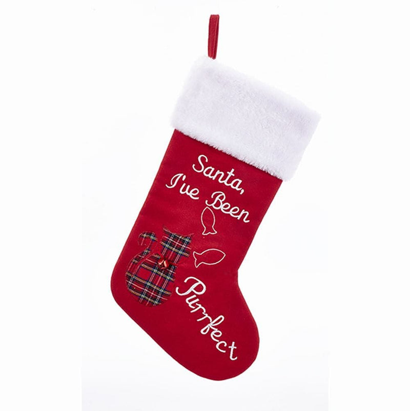 Red Felt Red Purrfect Cat Stocking With Faux Fur Cuff - Shelburne Country Store