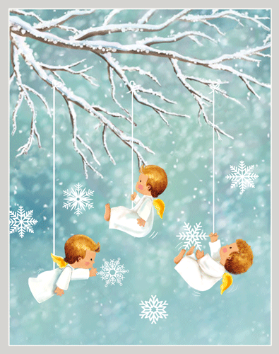 Angels In Snow - Christmas Card Box - 16 Cards (3.75'' x 4.75'') - Shelburne Country Store