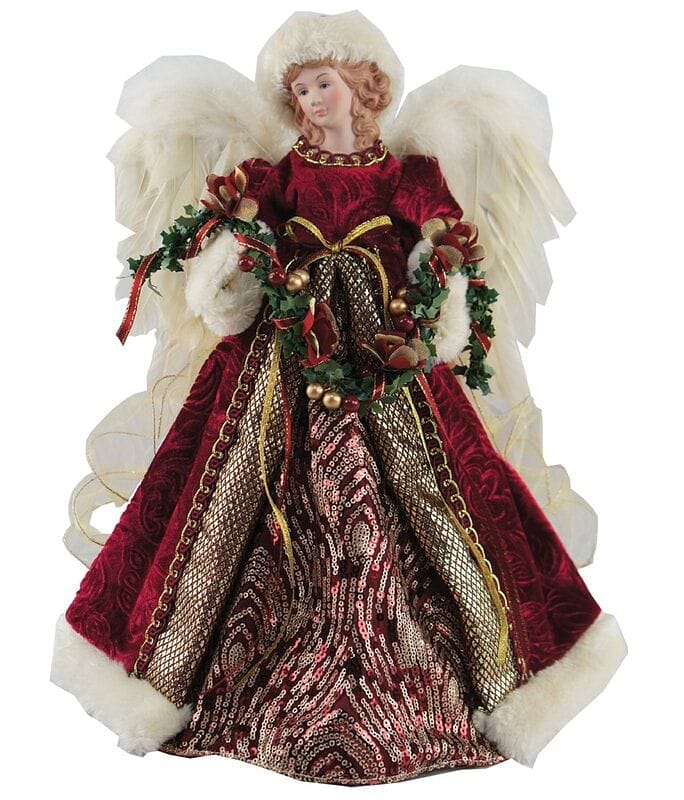 Burgundy and Cream Angel Tree Topper - Shelburne Country Store