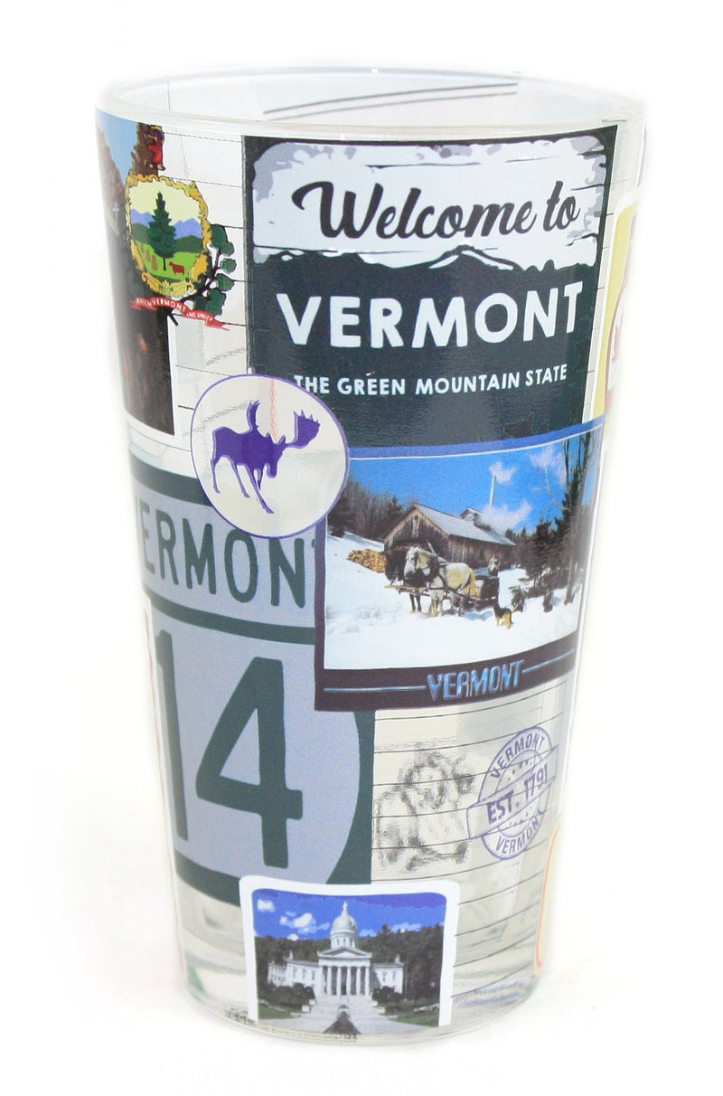Retro Vermont Collage Pint Glass - Shelburne Country Store