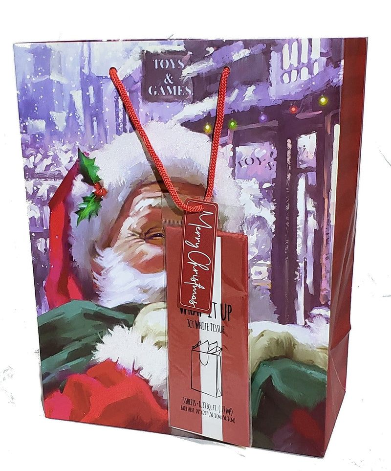 Traditional Gift Bag With Matching Tissue - Large - Classic Santa - Shelburne Country Store