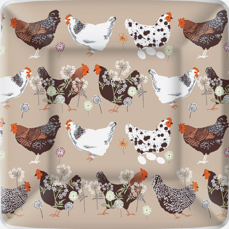 7" Spatter Hens Square Plate - Shelburne Country Store