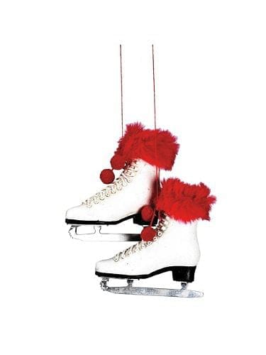 Faux Fur Trimmed Figure Skate Ornament - Shelburne Country Store