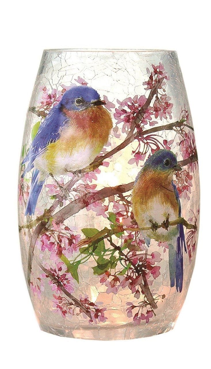 Lighted Vase - Blue Bird - 3.25x3.25x5. - Shelburne Country Store