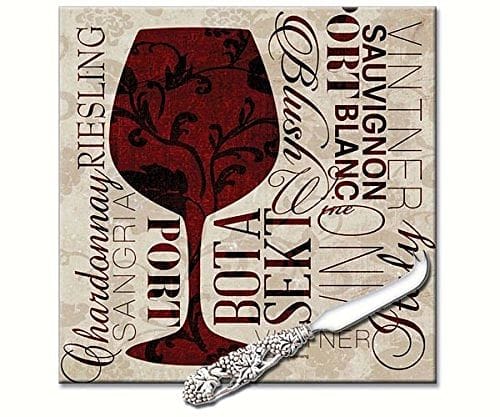 Divine Wine Square Glass Cheese Board With Cheese Knife - Shelburne Country Store